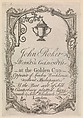 Trade Card of John Roker, Goldsmith, Anonymous, British, 18th century  British, Etching and Engraving