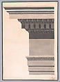 Architectural Study of Classical Entablature, F. or T. Grossbach  Central European, Pen and black ink with gray wash over black chalk