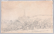 The Pardon of Saint-Anne-La-Palud, Eugène Boudin  French, Graphite
