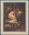 Christmas Card (Nativity Scene), Eugene Higgins American, Lithograph on white paper adhered to white paper