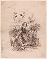 Shepherdess, J. J. Grandville French, Pen and ink and graphite