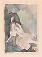 Costume Design for the Ballet "Les Biches" (The Does), Marie Laurencin French, Color collotype with crayon (dark green)