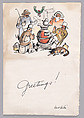 Greeting Card, Walt Kuhn  American, Hand-colored line block