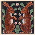 Two Hares, William Bell Scott  British, Scottish, Gouache (bodycolor), heightened with gum arabic