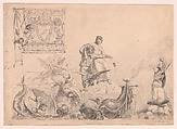 Phantasie und Künstler (Imagination and the Artist) (recto); Studie zu Phantasie und Künstler (Study for Imagination and the Artists) (verso), Max Klinger German, Pen and black ink, black chalk and pencil (recto); pencil and pen and black ink (verso)
