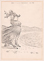 Caricature of a windblown woman on the beach at Rottingdean, Sussex, Sir Edward Burne-Jones British, Black chalk
