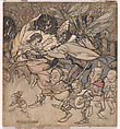 He took the princess by both hands and they danced about with all the little goblins, for "The Travelling Companion", Arthur Rackham  British, Watercolor and pen and ink