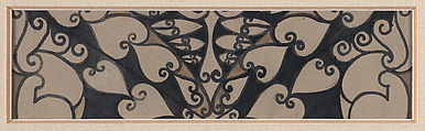 Design for Woven Textile Patterns, Wiener Werkstätte, Ink, watercolor and gouache on brown paper (recto); chalk (verso)
