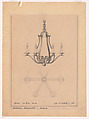 Elevation and Partial Plan for a Wrought-Iron Chandelier with Six Arms (No.11323.11), Edgar Brandt (and workshop) French, Black chalk over graphite underdrawing