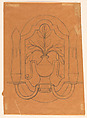Outline of a Double Wall Sconce with Foliage in a Vase, Edgar Brandt (and workshop) French, Black chalk over graphite underdrawing