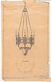 Elevation and Plan for a Chandelier with Eight (Electric?) Candles (No.15947.A), Edgar Brandt (and workshop) French, Black chalk over graphite underdrawing