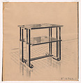 Presentation Drawing for a Tall Side or Serving Table with a Wrought-Iron Base and a Glass Top (No.14366.1), Edgar Brandt (and workshop) French, Black chalk over graphite underdrawing