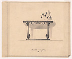 Presentation Drawing for a Console Table with a Wrought-Iron Base, Edgar Brandt (and workshop) French, Black chalk over graphite underdrawing