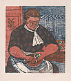 Woman in the Kitchen, Bernard P. Schardt  American, Colored woodcut