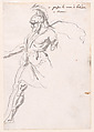 Striding Roman Soldier, Augustin Pajou French, Pen and black ink, brush and gray wash
