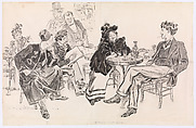 In Paris–A Café Artist, Charles Dana Gibson  American, Pen and ink over graphite on artist's board