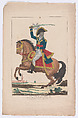 Toussaint Louverture on Horseback, Anonymous, French, 19th century French, Hand-colored etching