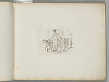 A Man Kneeling Beside a Woman, Holding Her Hand (from Sketches in Outline), Henry Moses British, Etching and engraving