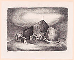 Barn and Broken Down Silo, Charles Henry Alston  American, Lithograph