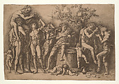 Bacchanal with a Wine Vat, Andrea Mantegna (Italian, Isola di Carturo 1430/31–1506 Mantua), Engraving and drypoint