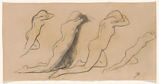 Four Figure Studies for Monument to the Dead, Albert Bartholomé  French, Charcoal "manilla" pencil