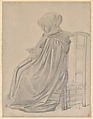 Seated Woman Reading, study for "Le Pélerinage", Alphonse Legros French and British, Graphite on light gray paper