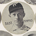 Babb, Memphis, from the Stars of the Diamond series (E254) issued by the Colgan Gum Company, Colgan Gum Company, Louisville, Kentucky  American, Photolithograph