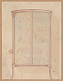 Front Elevation of an Art Nouveau Display Cabinet, Georges de Feure French, Graphite and watercolor