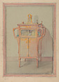 Design for an Art Nouveau Cabinet with Stained Glass and Wood Inlay, Georges de Feure French, Graphite and watercolor