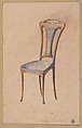 Design for a Wooden Dining Chair in the Art Nouveau Style, Georges de Feure French, Graphite and watercolor