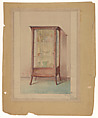 Design for a Wooden Display Case in the Art Nouveau Style, Georges de Feure French, Graphite and watercolor