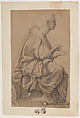 Study for a seated draped figure, Girolamo Genga  Italian, Black chalk