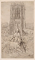 Saint Barbara, Seated Before her Tower, Cornelis van Noorde Netherlandish, Etching, drypoint, and soft-ground etching