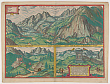 The Inn Valley from the series Civitates Orbis Terrarum, vol. V, plate 59, Simon Novellanus, Etching with hand coloring