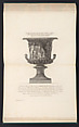 Large marble vase decorated with a relief of the sacrifice of Iphigenia, from "Vasi, candelabri, cippi, sarcofagi, tripodi, lucerne, ed ornamenti antichi disegnati ed incisi dal Cav. Gio. Batt. Piranesi, Vol. II" (Vases, candelabra, grave stones, sarcophagi, tripods, lamps, and ornaments designed and etched by Cavalieri Giovanni Battista Piranesi), Giovanni Battista Piranesi  Italian, Etching