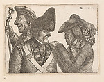 The Daft Highland Laird (James Robertson), John Dhu (a member of the Town Guard), and Jamie Duff (an Idiot), John Kay (British, Dalkeith, Scotland 1742–1826 Edinburgh), Etching