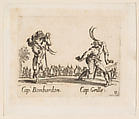 Capitano Bonbardon and Capitano Grillo, plate 13 from "Balli di Sfessania" (Dance of Sfessania), Jacques Callot French, Etching; second state of two (Lieure)