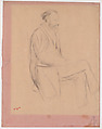 Édouard Manet, Seated, Right Profile, Edgar Degas (French, Paris 1834–1917 Paris), Black chalk on faded pink wove paper