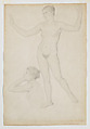 Two Female Nudes; Studies of Psyche for the Series of Paintings of Cupid and Psyche (Bavarian State Paintings Collections), Wilhelm von Kaulbach  German, Graphite
