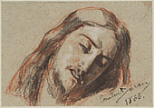 Head of Christ, Carolus-Duran (Charles-Auguste-Emile Durant)  French, Black chalk, mix of red and black washes, red chalk and white gouache