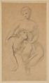 Antigone & Ismene, Alfred George Stevens  British, Black chalk on thin sheet of paper, pasted down