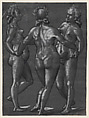 The Three Graces (recto); Four putti engaging in various activities (verso), Christoph Murer (Swiss, Zurich 1558–1614 Winterthur), Pen and black ink, and brush and gray wash and white gouache, on paper prepared with semi-opaque gray watercolor