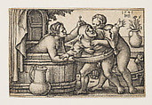 Buffoon and Two Women, Sebald Beham German, Engraving
