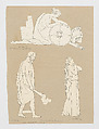 Design for large fireplace white tiles produced in Wedgwood's factory, After John Flaxman (British, York 1755–1826 London), Pen and black ink over graphite