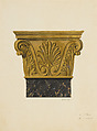 The Gold Capital of a Column, W. Schrader German (?), Black ink, bodycolor and watercolor