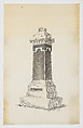 Pillar Grave Monument with Leafy Capital, No. 1538, Alexander Maxwell American, Pen and ink on onion skin paper