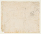 Measured Drawing of a Horse Facing Left (recto), Andrea del Verrocchio (Italian, Florence 1435–1488 Venice), Pen and dark brown ink, over traces of black chalk