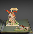 Valentine with Cupid carrying arrows impaled on a spear, Anonymous, German  German, Die-cut chromolithograph