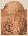 The Martyrdom of Saint Hippolytus, Simon Julien  French, Pen and brown ink, brush and brown and gray wash, over red chalk