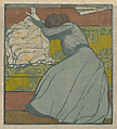 Cushion (Martha Kurzweil Seated on a Divan), Max Kurzweil Austrian, Woodcut